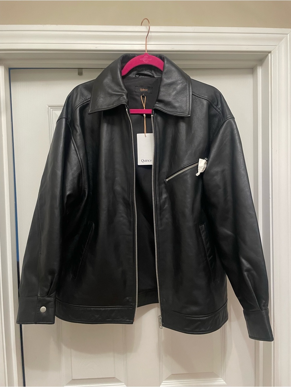 Quince Zip-Front Men's Jacket called 100% Leather Oversized Bomber Jacket NWT